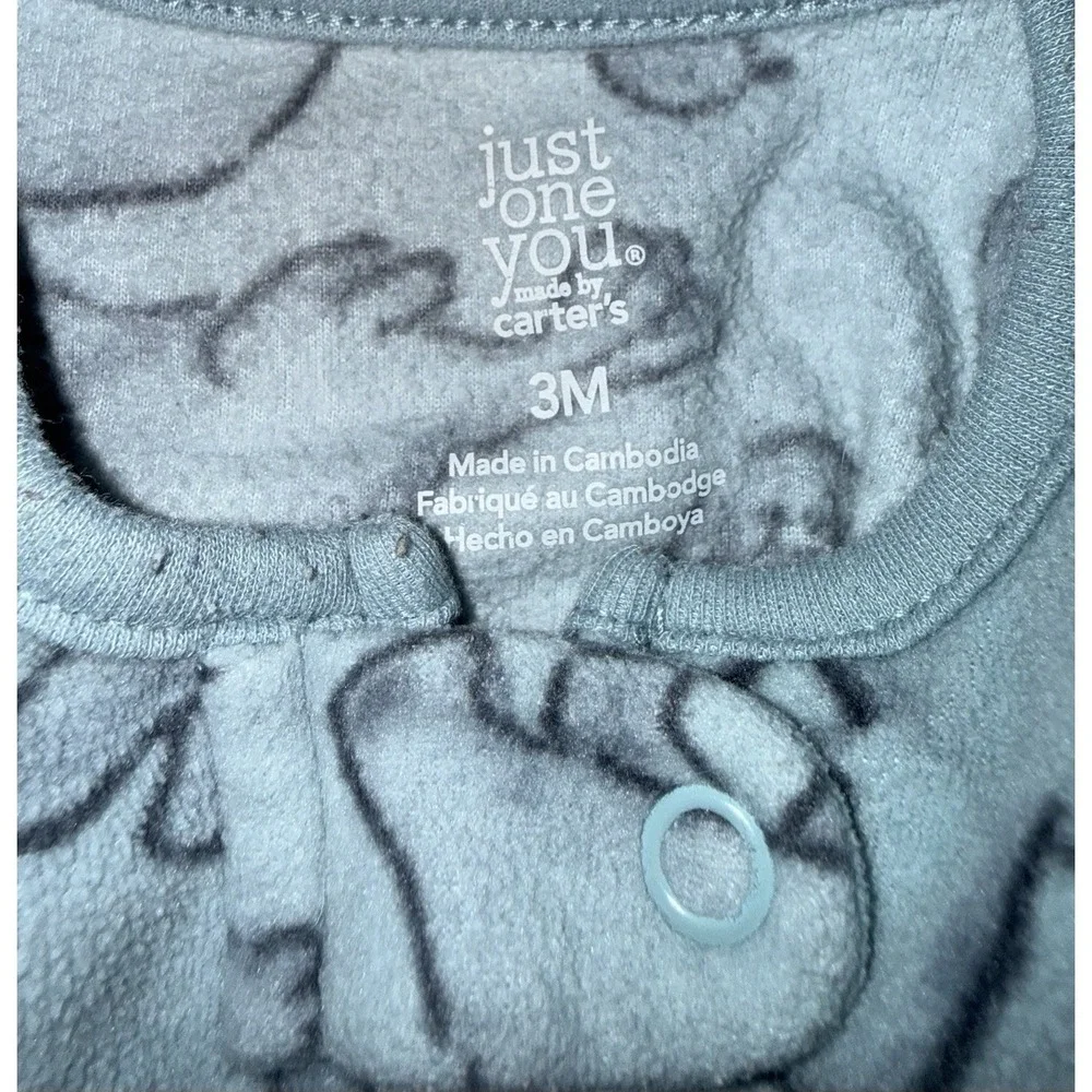 Lot Of 5 Carter's Baby Boy Sleepers Fleece Footed Pajamas 2-NB, (1) 0-3, (2) 3M